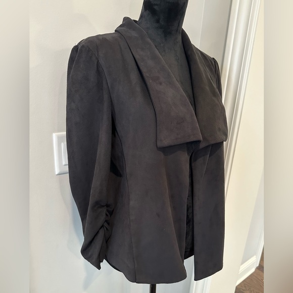 CHELSEA & THEODORE Faux Suede Open Jacket Women Medium Black - Picture 5 of 8